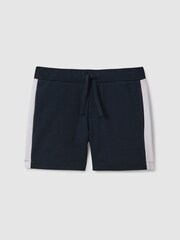 Reiss Navy/White Marl 13-14 yrs Textured Cotton Drawstring Shorts - Image 1 of 4