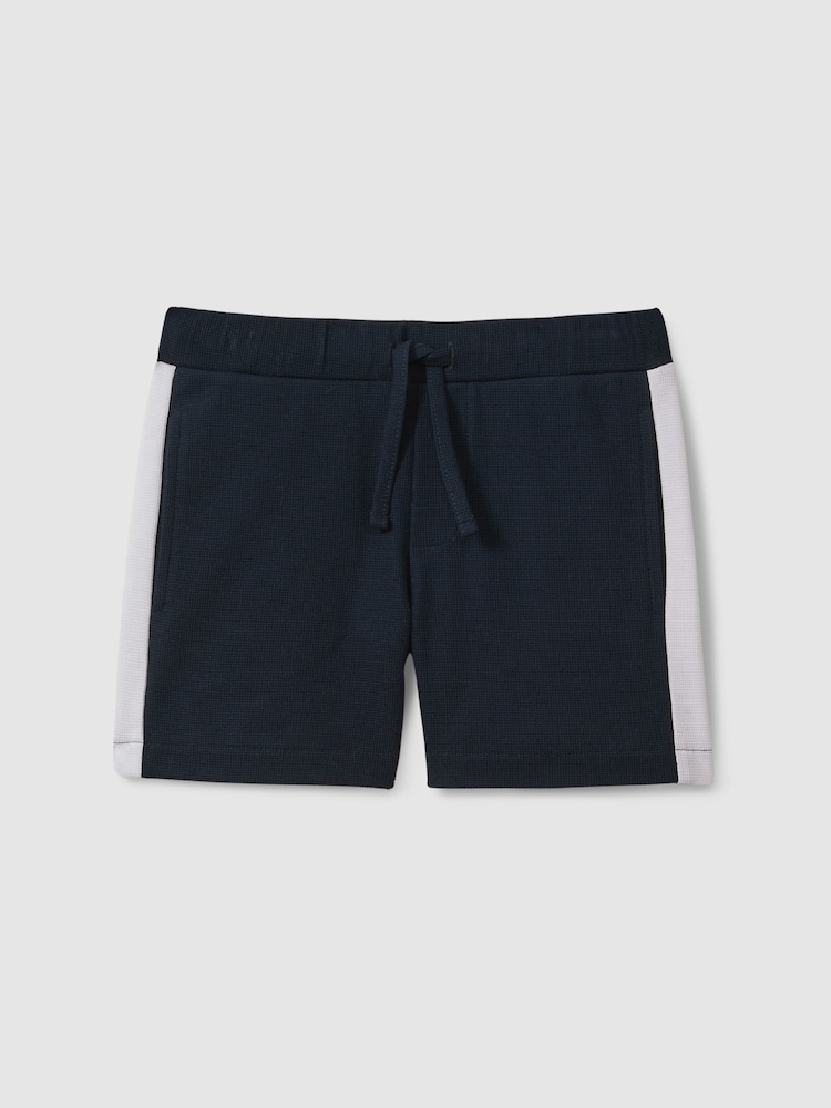Reiss Navy/White Marl 13-14 yrs Textured Cotton Drawstring Shorts - Image 1 of 4