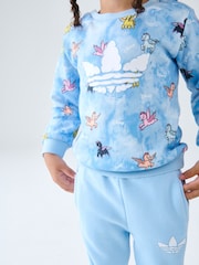 adidas Originals Blue 100% Cotton Disney Graphic Crew Set - Image 7 of 10