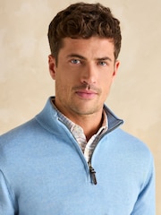 Joules Hillside Light Blue Quarter Zip Knitted Jumper - Image 6 of 6