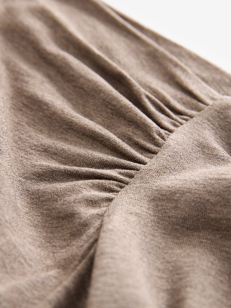 Oatmeal Long Sleeve Asymmetric Gathered Top - Image 8 of 8