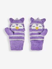JoJo Maman Bébé Lilac Owl Striped Gloves - Image 3 of 3