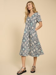 White Stuff Blue 100% Linen Midi Dress - Image 1 of 7