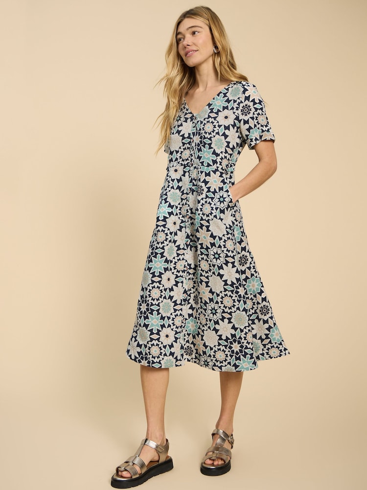 White Stuff Blue 100% Linen Midi Dress - Image 1 of 7 White Stuff Blue 100% Linen Midi Dress - Image 1 of 7