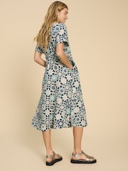 White Stuff Blue 100% Linen Midi Dress - Image 2 of 7