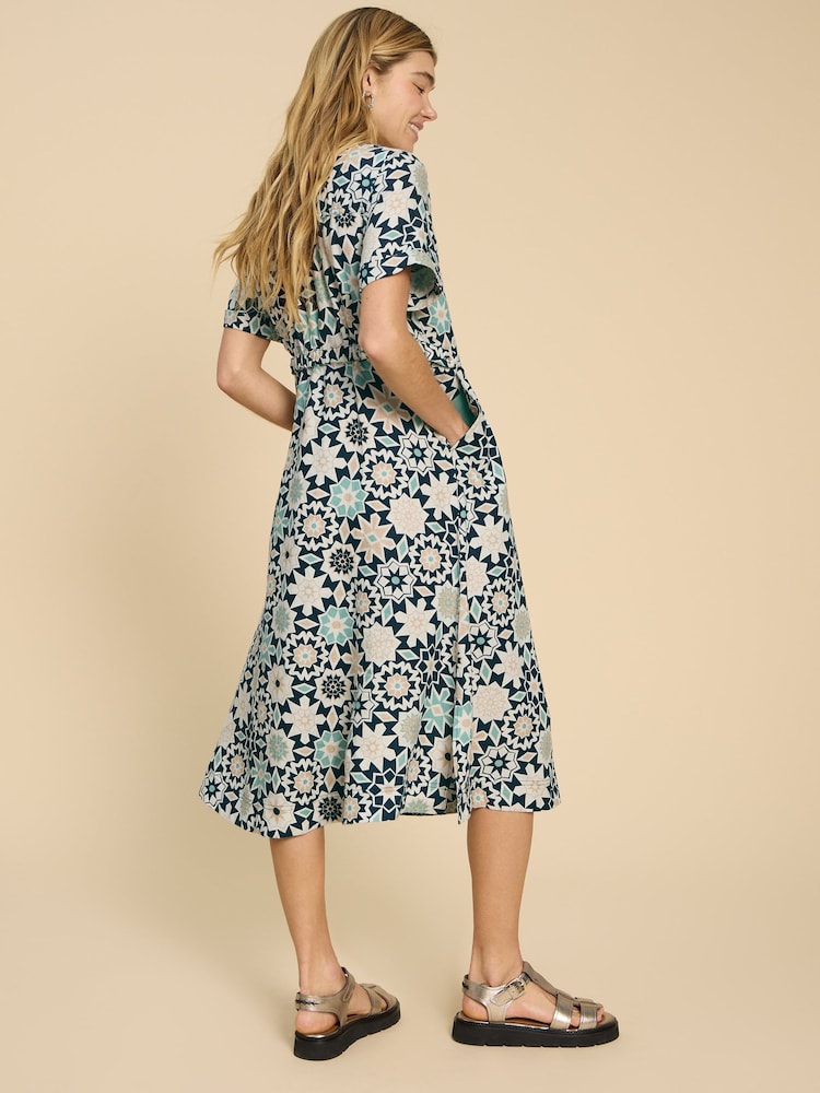 White Stuff Blue 100% Linen Midi Dress - Image 2 of 7 White Stuff Blue 100% Linen Midi Dress - Image 2 of 7