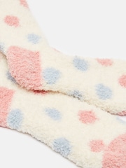 Joules Women's Fluffy Cream Socks (size 4-8) - Image 3 of 3
