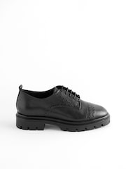 črna - Forever Comfort® Leather Cleat gležnjar z luknjičastim vzorcem in vezalkami na vezalke; z vezalkami čevlji - Slika 4 iz 8