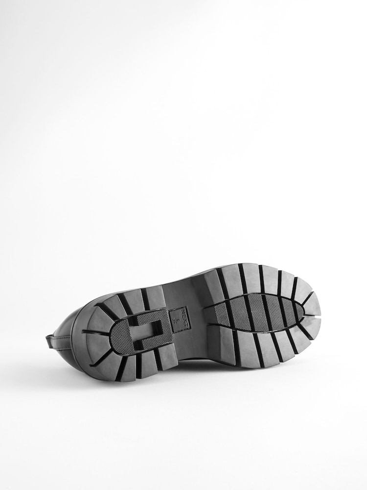 črna - Forever Comfort® Leather Cleat gležnjar z luknjičastim vzorcem in vezalkami na vezalke; z vezalkami čevlji - Slika 8 iz 8