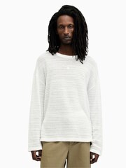 AllSaints White Drax Long Sleeve Crew T-Shirt - Image 1 of 6