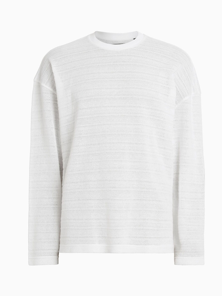 AllSaints White Drax Long Sleeve Crew T-Shirt - Image 6 of 6