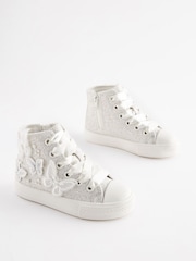 White Glitter Flower Girl High Top Trainers - Image 3 of 6