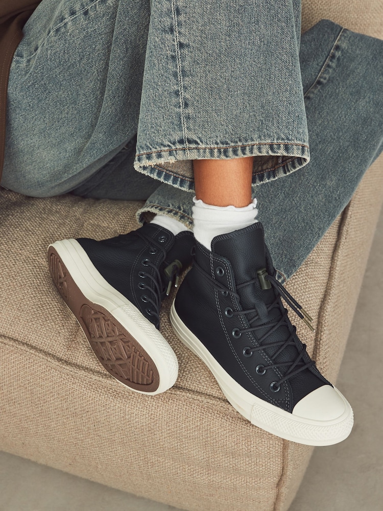 Converse Black Leather Chuck Taylor All Star Trainers - Image 1 of 9