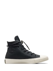 Converse Black Leather Chuck Taylor All Star Trainers - Image 4 of 9