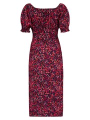 Pour Moi Red Emma Woven Viscose Puff Sleeve Midi Tea Dress - Image 4 of 4