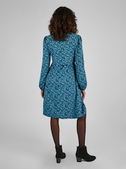 JoJo Maman Bébé Blue Floral Round Neck Double Layer Maternity & Nursing Dress - Image 2 of 4