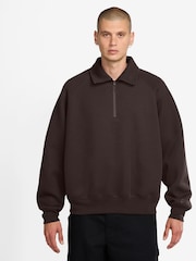 Nike Brown Sportswear Tech Fleece Quarter Zip Top - Image 1 of 3
