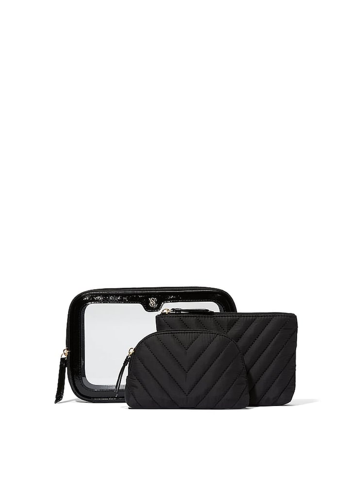 Victoria's Secret Black Travel Trio Makeup Bag - Image 1 of 3