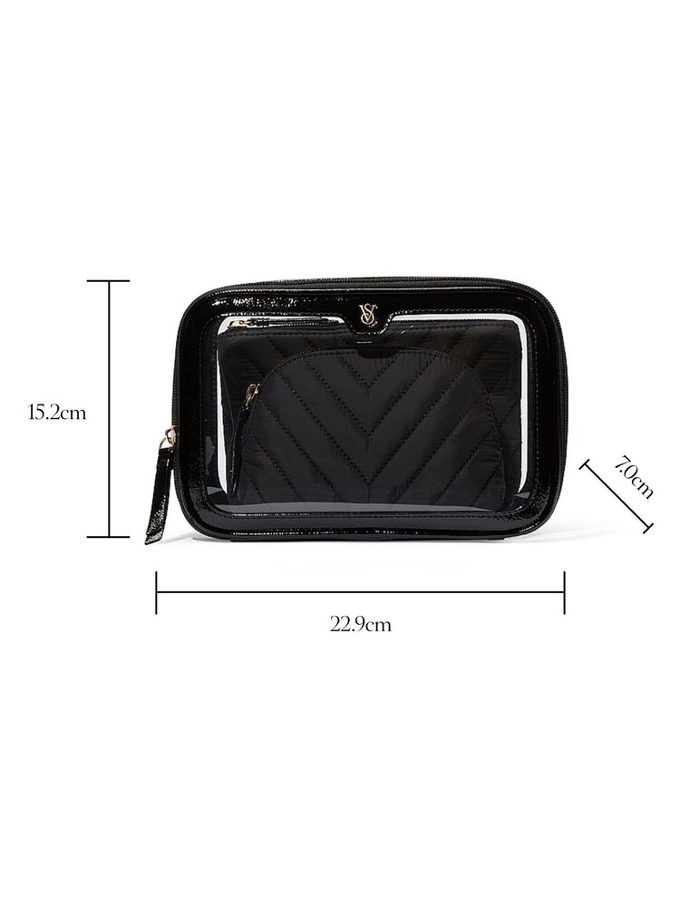 Victoria's Secret Black Travel Trio Makeup Bag - Image 3 of 3 Victoria's Secret Black Travel Trio Makeup Bag - Image 3 of 3