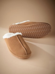 Tan Brown Signature Shearling Mule Slippers - Image 3 of 5
