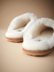 Tan Brown Signature Shearling Mule Slippers - Image 4 of 5
