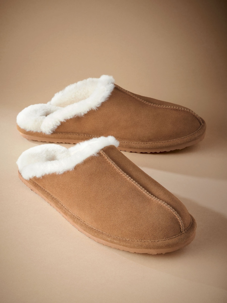 Tan Brown Signature Shearling Mule Slippers - Image 5 of 5