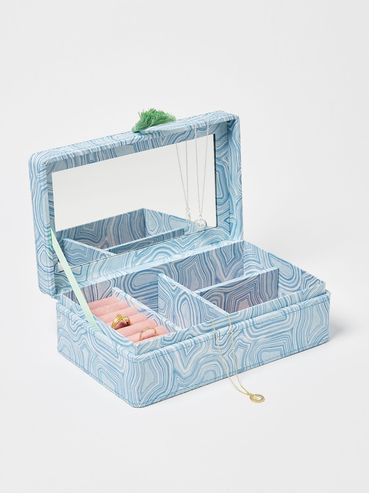 Oliver Bonas Blue Natura Jewellery Box Large - Image 2 of 4 Oliver Bonas Blue Natura Jewellery Box Large - Image 2 of 4