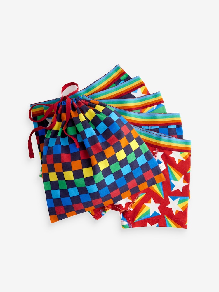 Little Bird by Jools Oliver Multi Boys Star And Checkerboard Trunks 5 Pack - Image 10 of 10