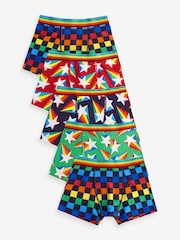 Little Bird by Jools Oliver Multi Boys Star And Checkerboard Trunks 5 Pack - Image 2 of 10