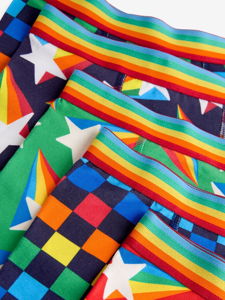 Little Bird by Jools Oliver Multi Boys Star And Checkerboard Trunks 5 Pack - Image 8 of 10