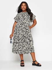 Yours Curve Black Tropical Print Pure 100% Cotton Midaxi Dress - Image 2 of 4