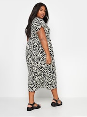 Yours Curve Black Tropical Print Pure 100% Cotton Midaxi Dress - Image 3 of 4