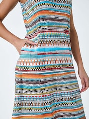 Roman Orange Roman Patterned Stripe Stretch Pocket Swing Dress - Image 5 of 5