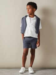 Reiss Steel Blue Robin 13-14 yrs Textured Drawstring Shorts - Image 3 of 5