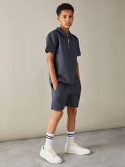 Reiss Steel Blue Robin 13-14 yrs Textured Drawstring Shorts - Image 4 of 5