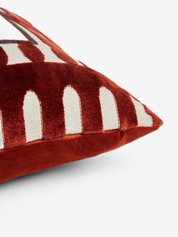 Orange Happy To Be Home Cut Velvet Slogan Cushion - Image 5 of 5