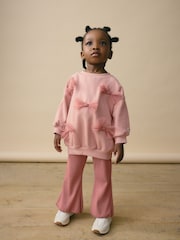 Pink Bow Sweatshirt And Flare Set (3mths-7yrs) - Image 1 of 9