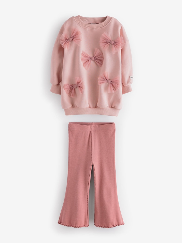 Pink Bow Sweatshirt And Flare Set (3mths-7yrs) - Image 6 of 9