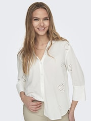 JDY White Broderie Relaxed Summer Shirt - Image 1 of 6