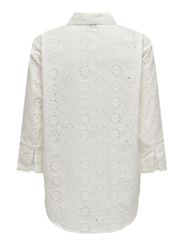 JDY White Broderie Relaxed Summer Shirt - Image 6 of 6 JDY White Broderie Relaxed Summer Shirt - Image 6 of 6
