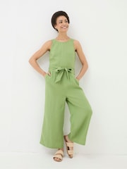 FatFace Liz Green Linen Jumpsuit - Image 2 of 7