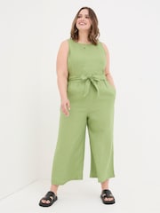 FatFace Liz Green Linen Jumpsuit - Image 4 of 7