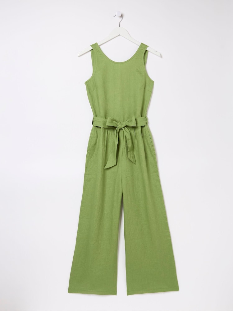 FatFace Liz Green Linen Jumpsuit - Image 7 of 7