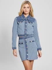 Guess Blue Tweed Cropped Jacket - Image 3 of 4