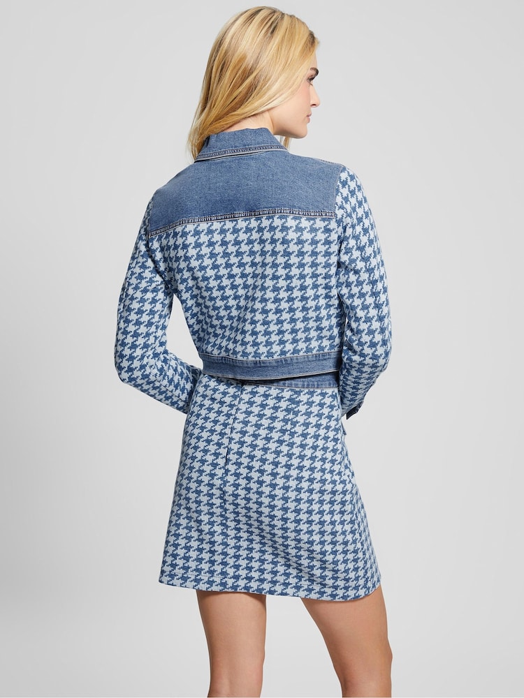 Guess Blue Tweed Cropped Jacket - Image 4 of 4