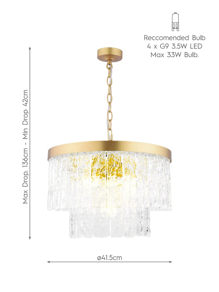 Laura Ashley Brass Durnsford 4 Light Chandelier - Image 6 of 6