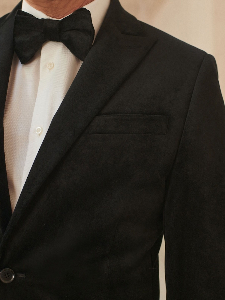 Noir - Slim Fit (Slim Fit) - Self Velours à revers Blazer - Image 4 of 11