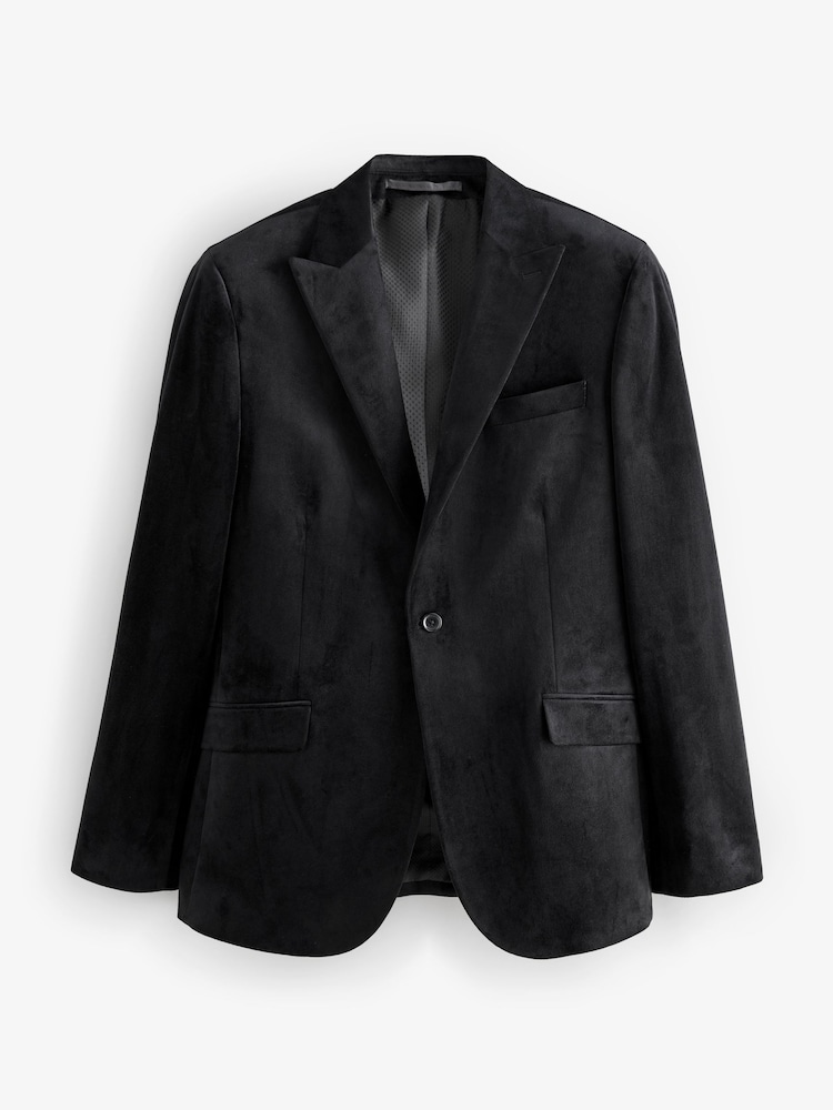 Noir - Slim Fit (Slim Fit) - Self Velours à revers Blazer - Image 7 of 11