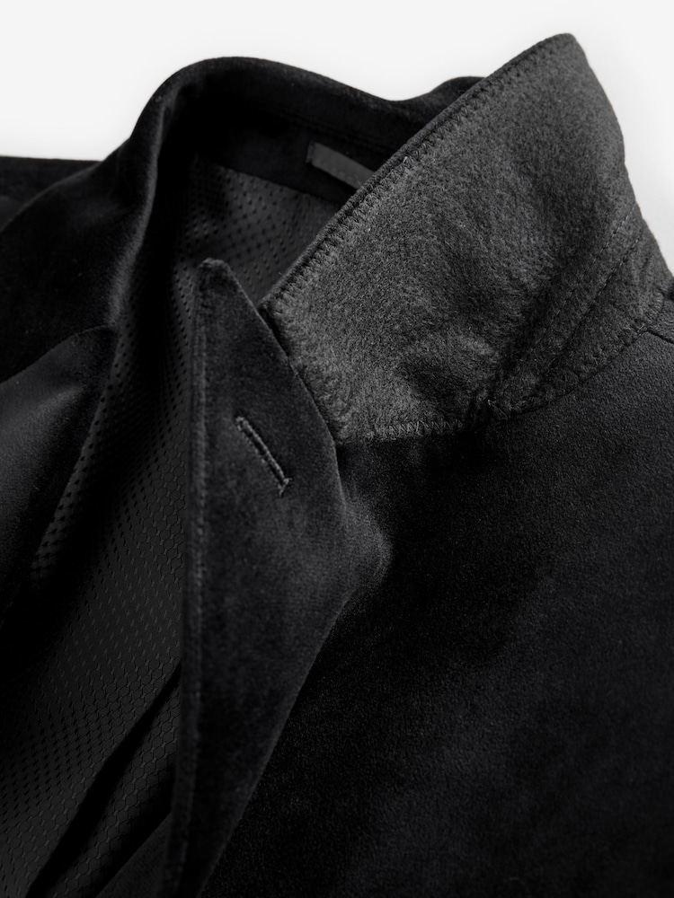 Noir - Slim Fit (Slim Fit) - Self Velours à revers Blazer - Image 8 of 11