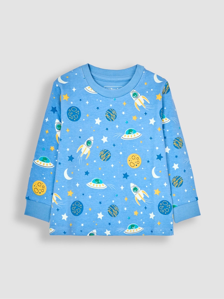 JoJo Maman Bébé Blue Space Glow In the Dark Pyjamas - Image 2 of 5